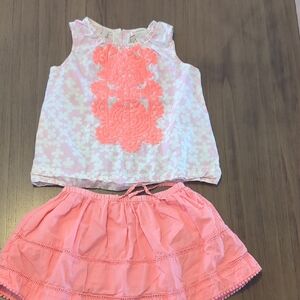 Floral Top and Pink Skirt Set
